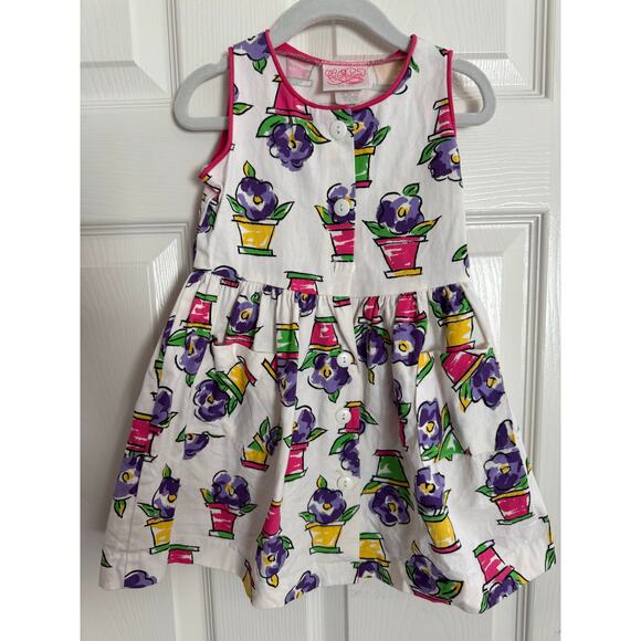 Vintage Ceil Ainsworth NY Flower Pot Cotton Dress Size 3T - Picture 1 of 5